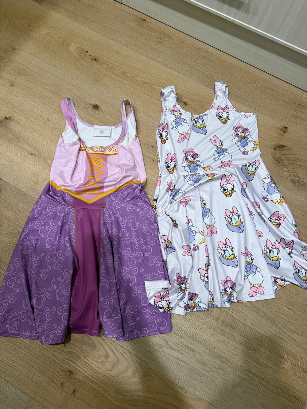 Girls' Purple and White Daisy Duck Print Skater Dresses